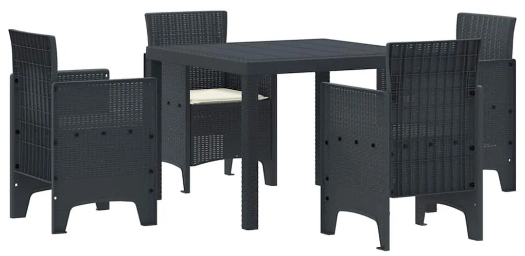 vidaXL Σέτ φαγητού για κήπο 5 pcs Ανθρακί Rattan Polt