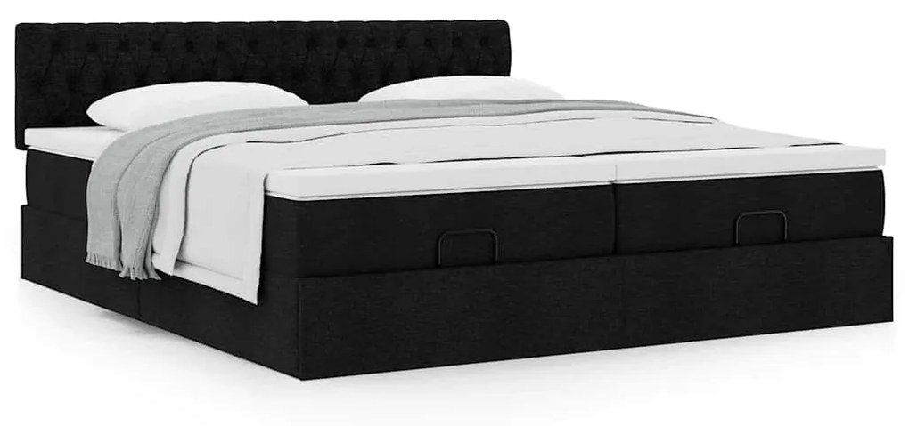 Οθωμανικό κρεβάτι με στρώματα Μαύρο 180x200cm Ύφασμα