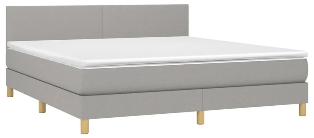 vidaXL Κρεβάτι Boxspring με Στρώμα & LED Αν.Γκρι 160x200 εκ Υφασμάτινο