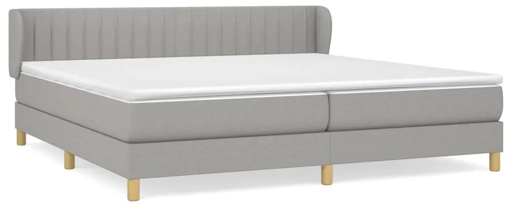 Κρεβάτι Boxspring με Στρώμα Ανοιχτό Γκρι 200x200 εκ. Υφασμάτινο - Γκρι