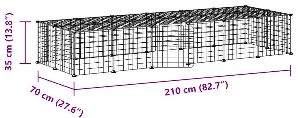 vidaXL Κλουβί Κατοικίδιων με 28 Πάνελ + Πόρτα Μαύρο 35 x 35εκ Ατσάλινο