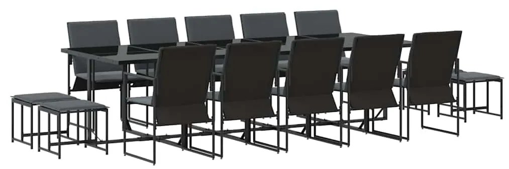 vidaXL Σέτ φαγητού για κήπο 15 pcs Μαύρο Ατσάλι