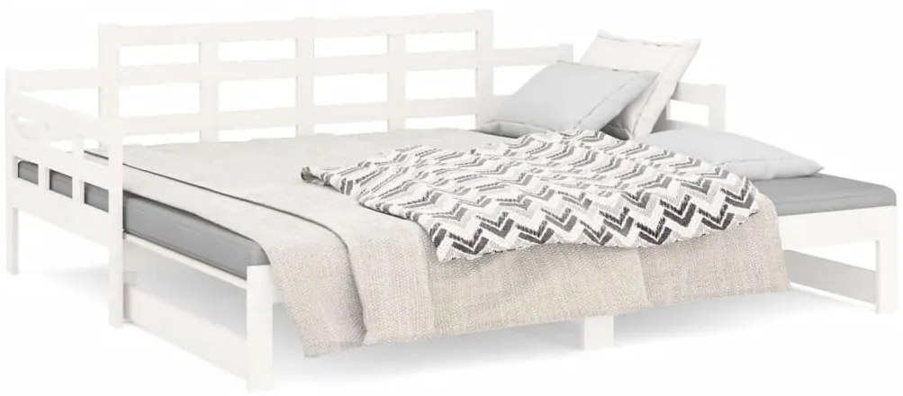 vidaXL Καναπές Κρεβάτι Συρόμενος Λευκός 2x(90x200) εκ. από Μασίφ Πεύκο