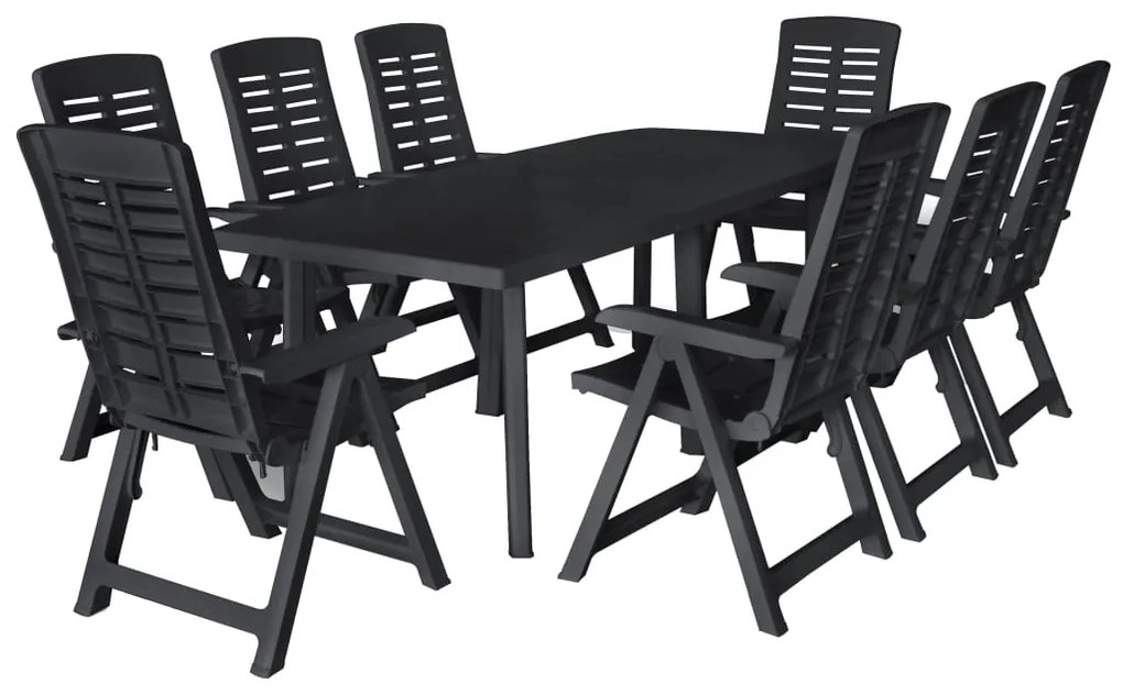 vidaXL Σετ Τραπεζαρίας Εξωτερικού Χώρου 9 Τεμαχίων Ανθρακί Πλαστικό