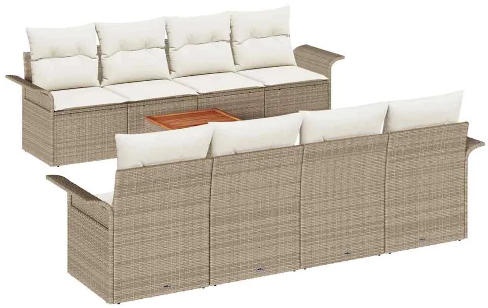 vidaXL Σετ Καναπέ Κήπου 9 pcs Μπεζ και Κρέμα συνθετικό ρατάν