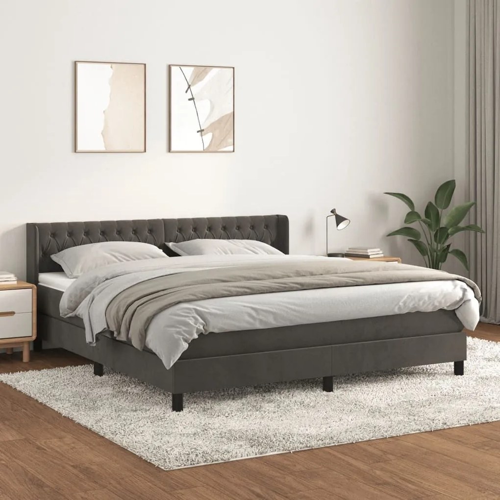 ΚΡΕΒΑΤΙ BOXSPRING ΜΕ ΣΤΡΩΜΑ ΣΚΟΥΡΟ ΓΚΡΙ 160X200 ΕΚ. ΒΕΛΟΥΔΙΝΟ 3131148