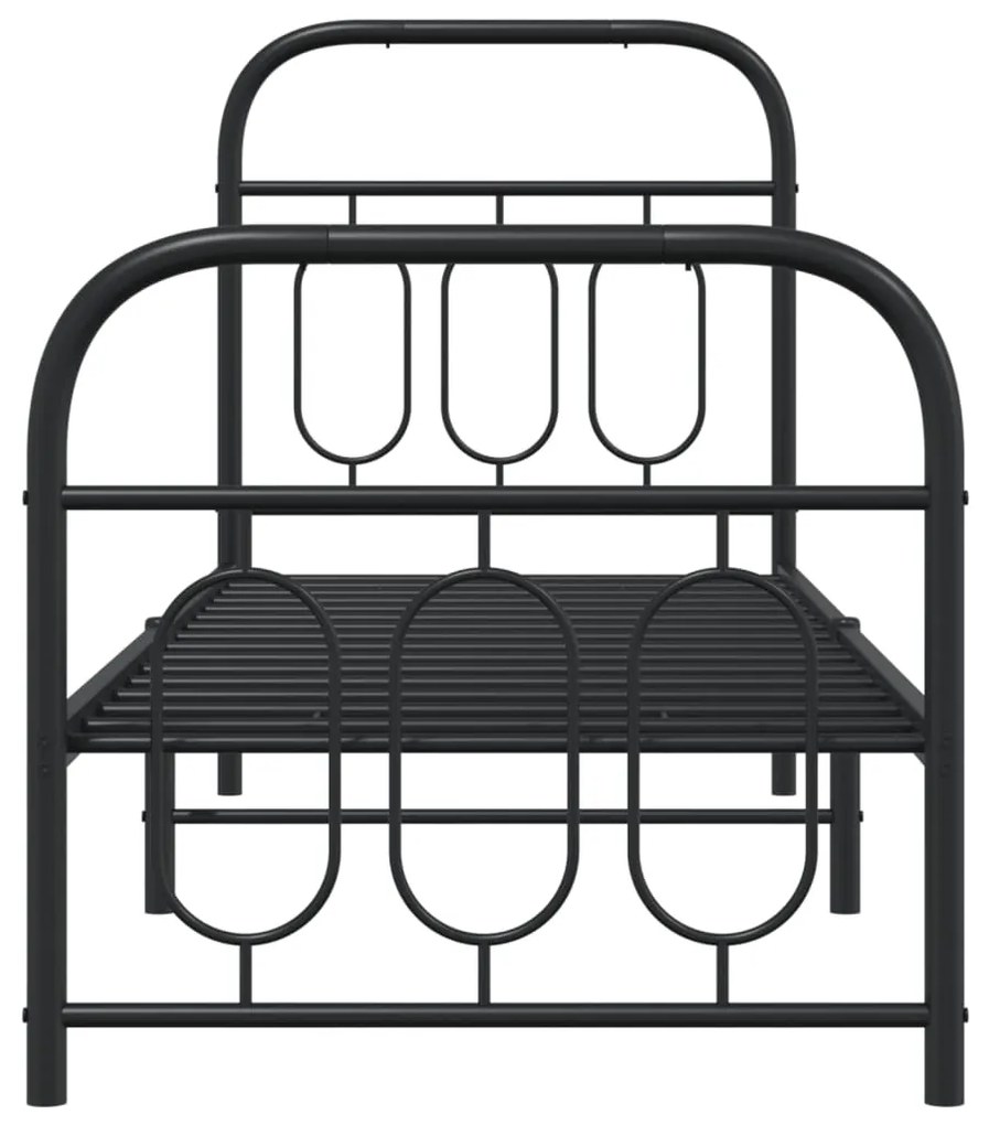 vidaXL Πλαίσιο Κρεβατιού με Κεφαλάρι&Ποδαρικό Μαύρο 75x190 εκ. Μέταλλο