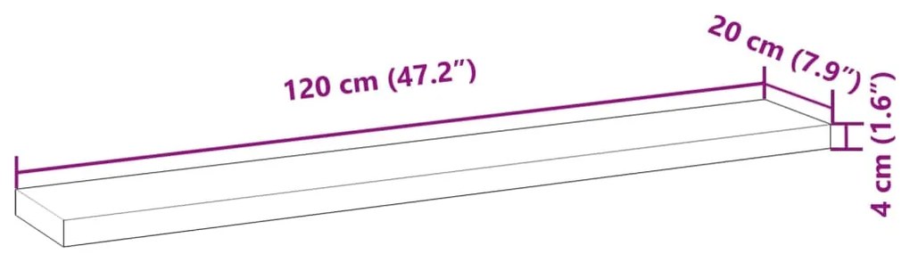 Ράφι Κρεμαστό 120x20x4 εκ. Φινίρισμα Λαδιού Μασίφ Ακακία - Καφέ