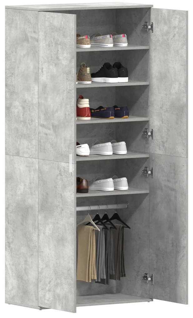 vidaXL Ντουλάπι Παπουτσιών Γκρι 80x39x180 εκ. Οικονομικό ξύλο