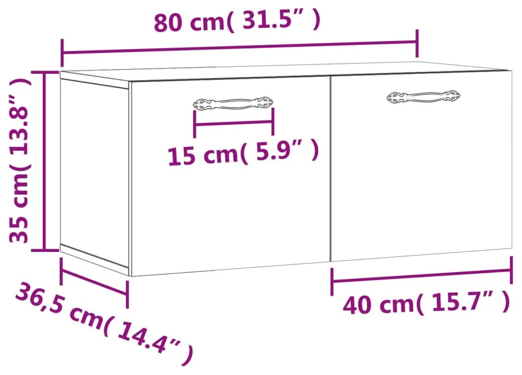 Ντουλάπι Τοίχου Γκρι Σκυρ. 80x36,5x35 εκ. Επεξεργασμένο Ξύλο - Γκρι