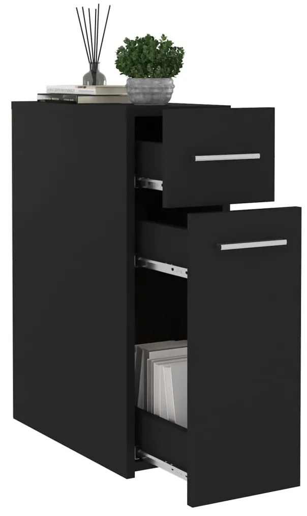 vidaXL Συρταριέρα Γενικής Χρήσης Μαύρη 20 x 45,5 x 60 εκ. Επεξ. Ξύλο