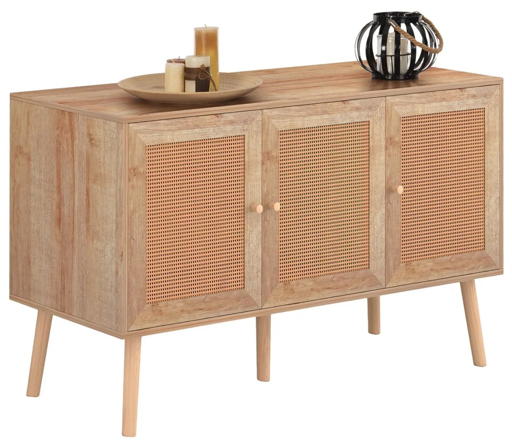 Μπουφές Μελαμίνης Colm-Συνθ. Rattan στις Πόρτες 120x39x70 Υ Εκ.