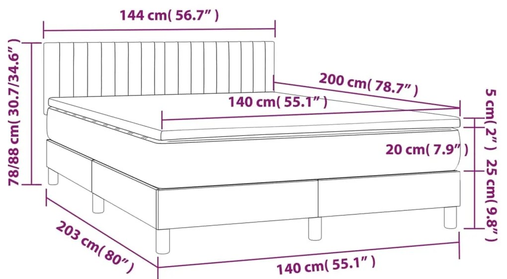 ΚΡΕΒΑΤΙ BOXSPRING ΜΕ ΣΤΡΩΜΑ ΣΚΟΥΡΟ ΚΑΦΕ 140X200 ΕΚ ΥΦΑΣΜΑΤΙΝΟ 3140780