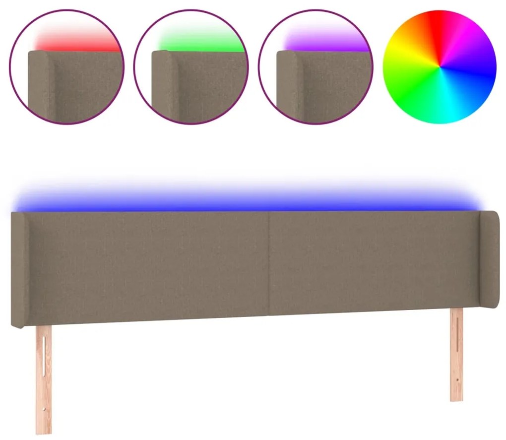 vidaXL Κεφαλάρι Κρεβατιού LED Taupe 163x16x78/88 εκ. Υφασμάτινο