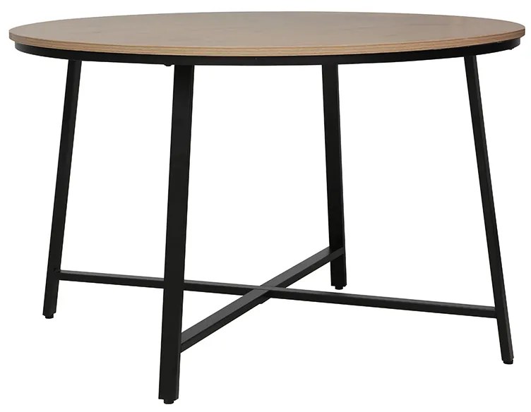 Τραπέζι Gianno φυσικό-πόδι μαύρο Φ120x76εκ Υλικό: MELAMINE - METAL 15MM 225-000009
