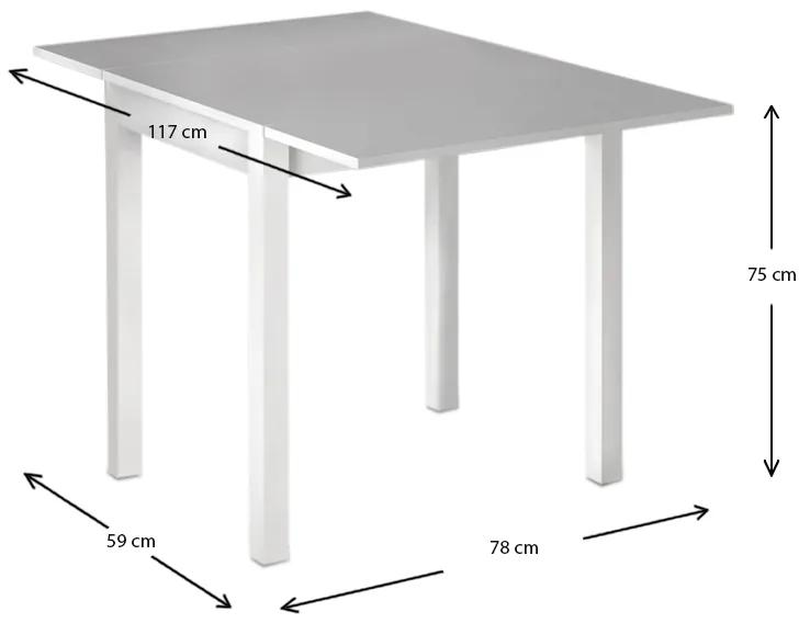 Τραπέζι Katlanir Megapap επεκτεινόμενο μεταλλικό - μελαμίνης χρώμα λευκό 59x78x75 - 117x78x75εκ.