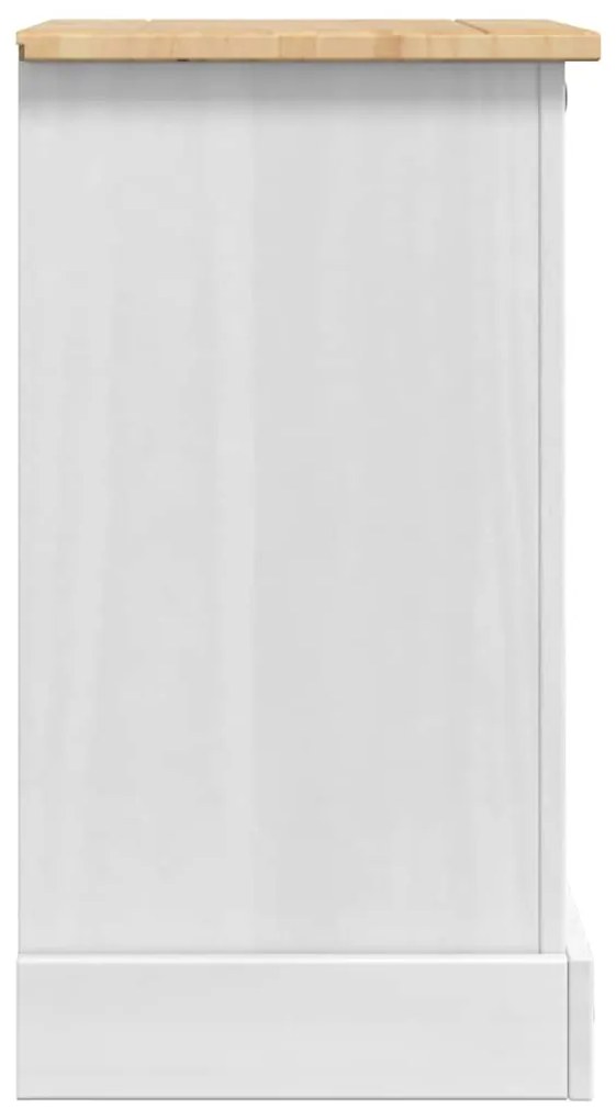 vidaXL Κομοδίνο με συρτάρι Λευκό 45 x 35 x 64 εκ. Στερεά ξυλεία πεύκου