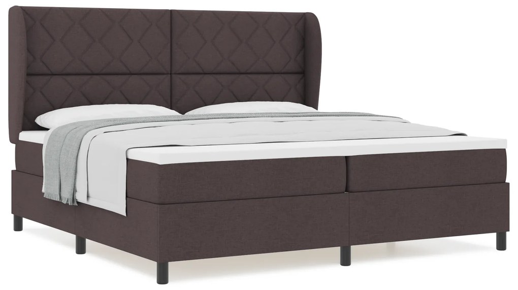 vidaXL Κρεβάτι Box Spring με Στρώμα σε Σκούρο Καφέ, 200x200 εκ. Υφάσματος