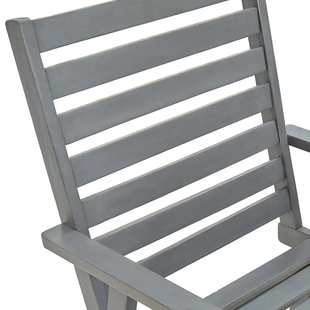 Καρέκλες Εξ. Χώρου με Μαξιλάρια 2 τεμ. από Μασίφ Ξύλο Ακακίας - Γκρι