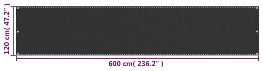 vidaXL Διαχωριστικό Βεράντας Ανθρακί 120 x 600 εκ. από HDPE