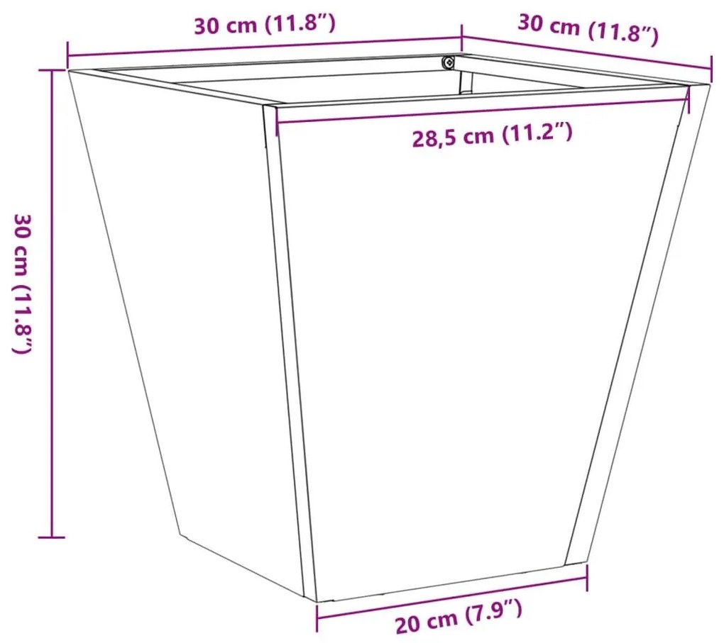 Ζαρντινιέρες Κήπου 2 τεμ. Μαύρο 30x30x30 εκ. από Ατσάλι - Μαύρο