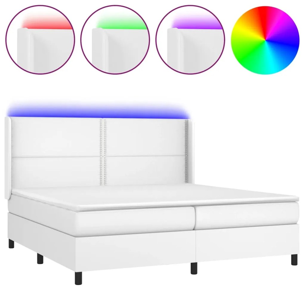 ΚΡΕΒΑΤΙ BOXSPRING ΜΕ ΣΤΡΩΜΑ &amp; LED ΛΕΥΚΟ 200X200 ΕΚ. ΣΥΝΘ. ΔΕΡΜΑ 3139344