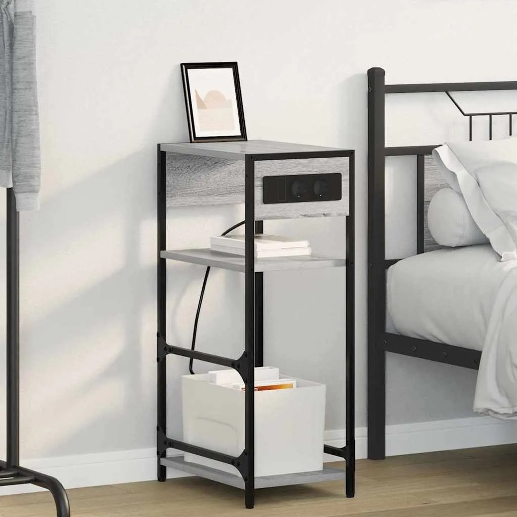 vidaXL Κομοδίνο Γκρι sonoma 40 x 27 x 76 εκ Επεξεργασμένο ξύλο