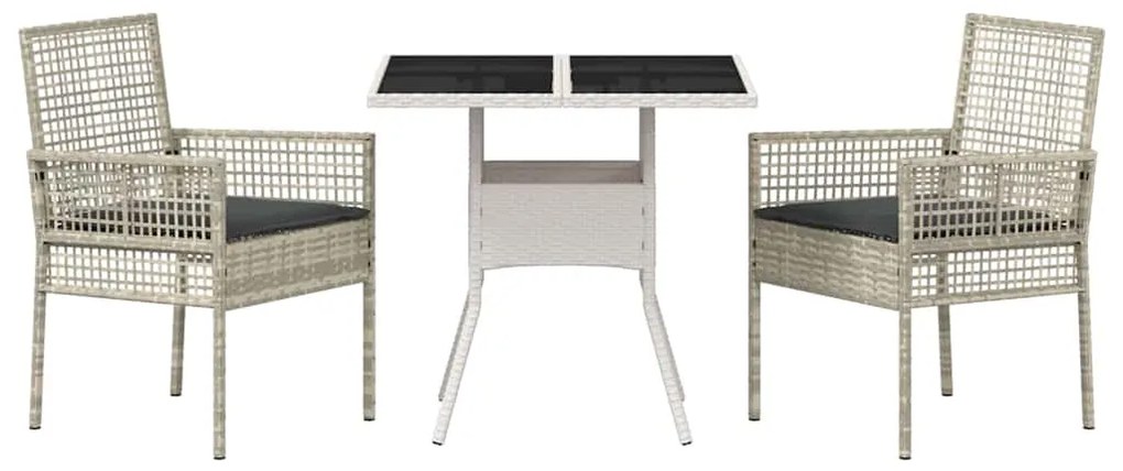 vidaXL Σέτ φαγητού για κήπο 3 pcs Ανοιχτό γκρι συνθετικό ρατάν