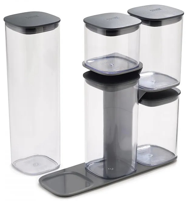 Σετ αποθήκευσης Joseph Joseph Podium 81071, 5 τεμάχια, BPA Free, γυαλί, βάση, γκρι