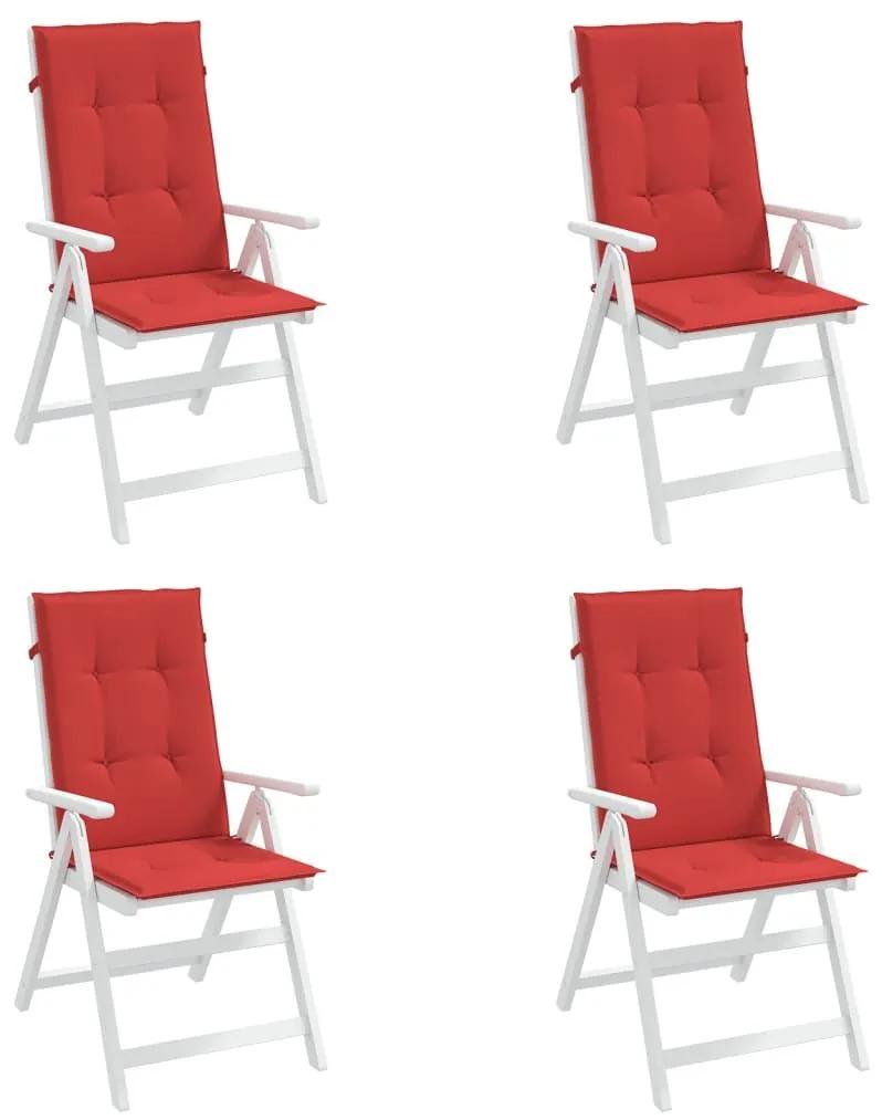 Μαξιλάρια Καρέκλας Κήπου με Πλάτη 4 τεμ. Κόκκινα 120x50x3 εκ. - Κόκκινο