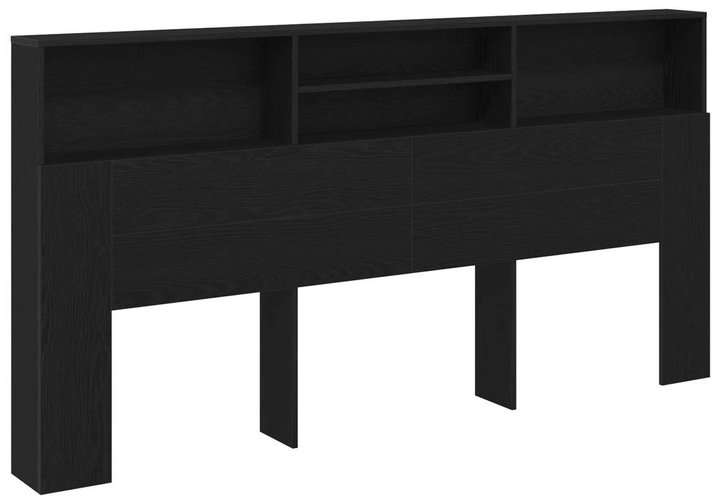 vidaXL Μαύρο κεφαλάκι από ξύλο δρυς, 200 x 19 x 103.5 εκ, Επεξεργασμένο ξύλο