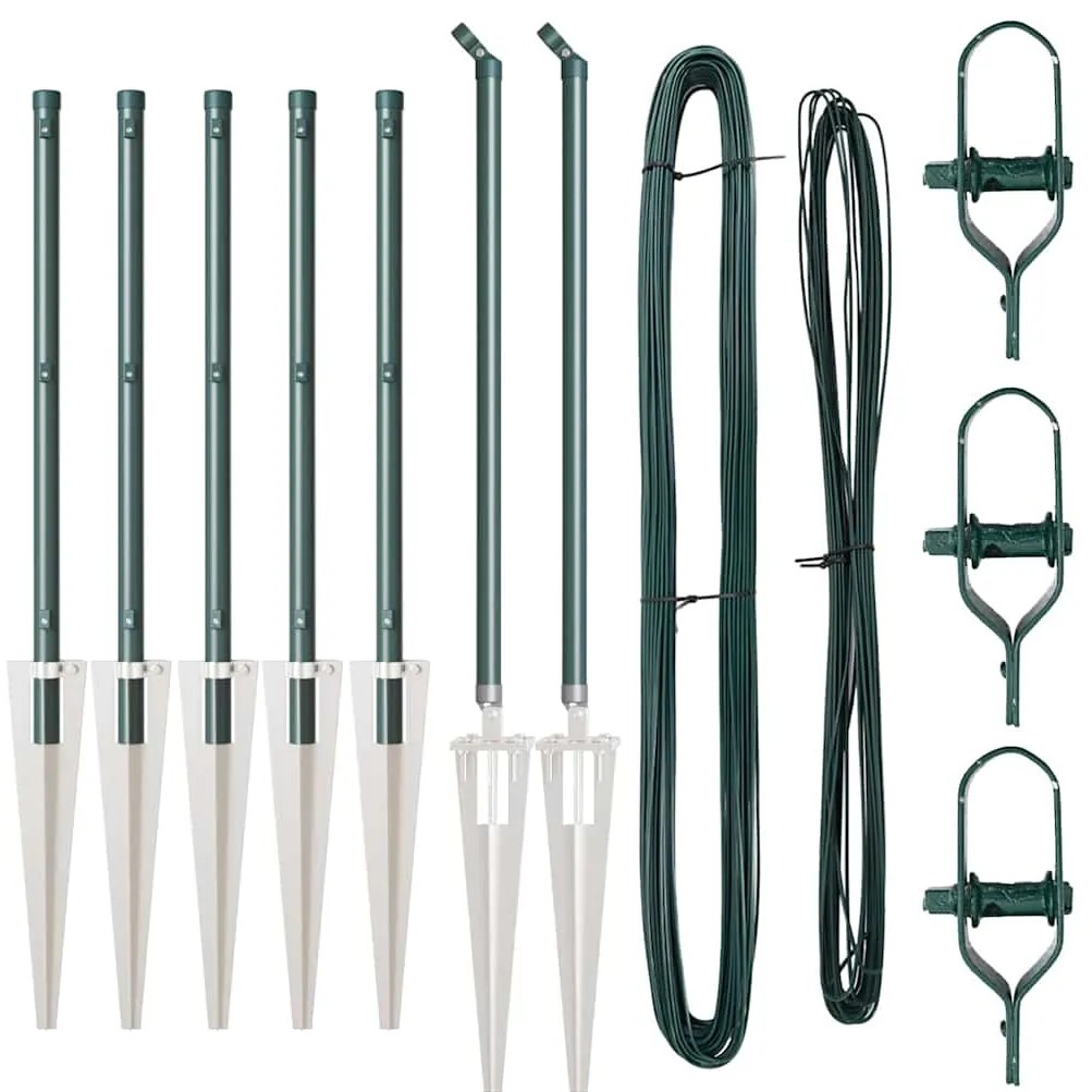 vidaXL Στύλος Περιφράξεων 7 pcs Πράσινο Ατσάλι