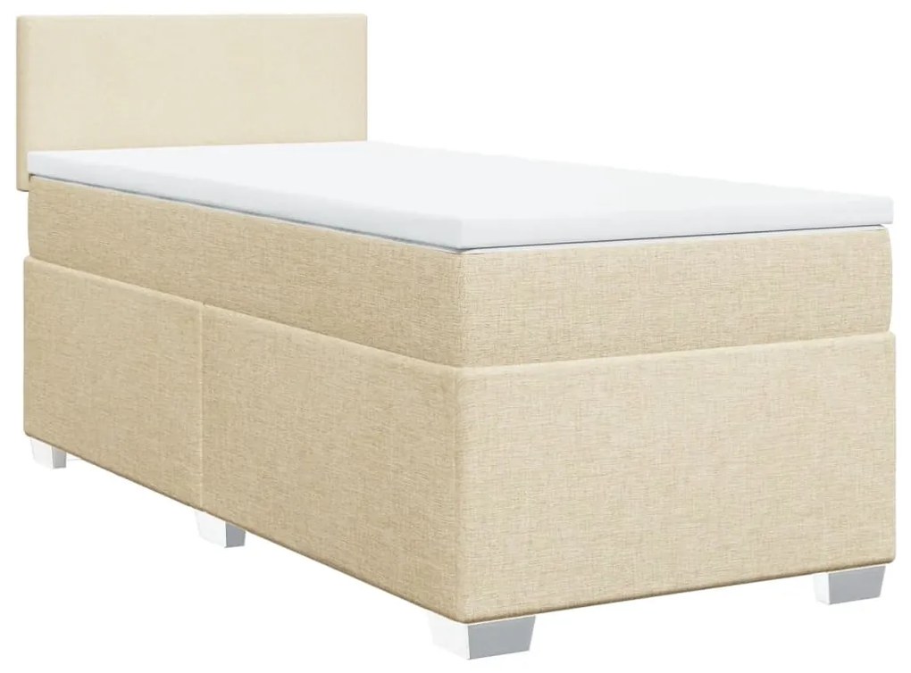 Κρεβάτι Boxspring με Στρώμα Κρεμ 90x200 εκ.Υφασμάτινο - Κρεμ