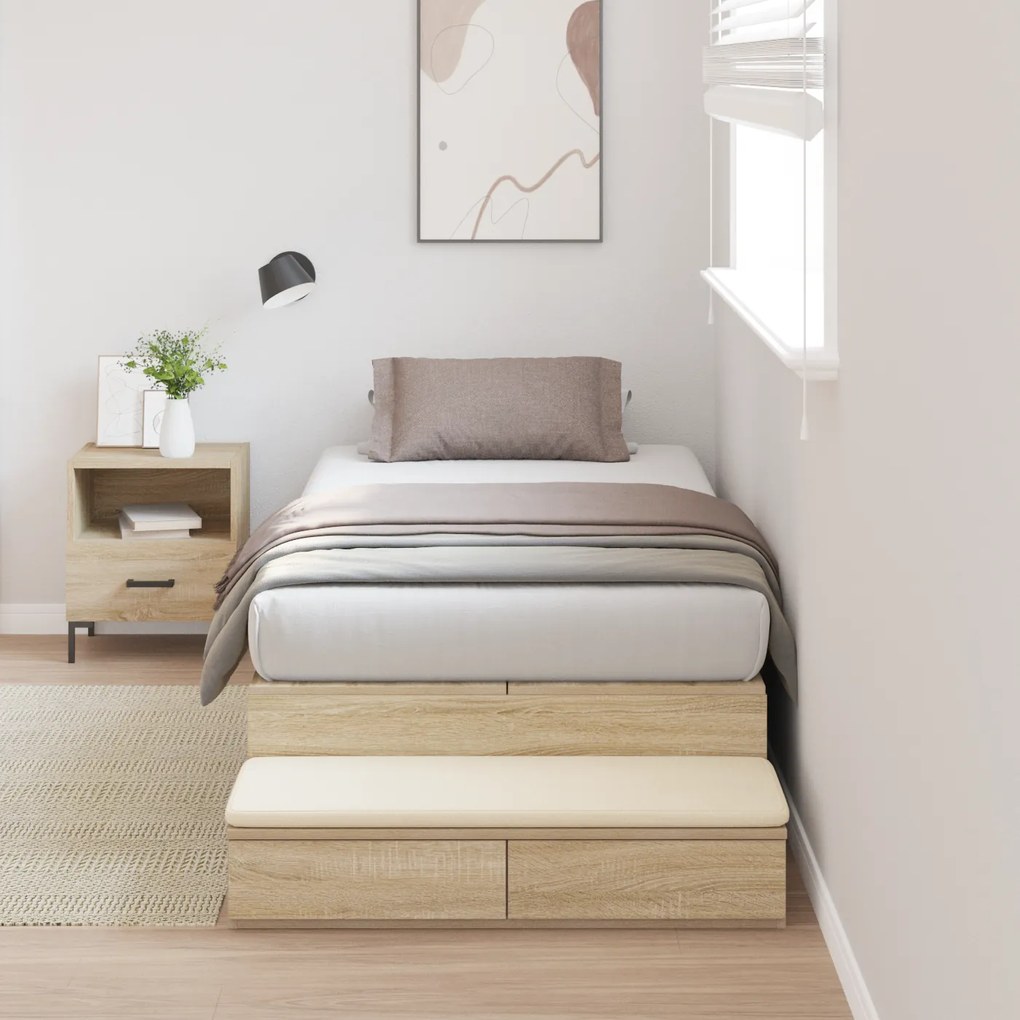 vidaXL Κρεβάτι Αποθήκης Sonoma Oak 100x200 εκ