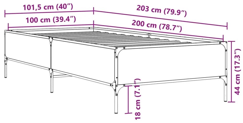 ΠΛΑΙΣΙΟ ΚΡΕΒΑΤΙΟΥ ΜΑΥΡΟ 100X200 ΕΚ. ΕΠΕΞ. ΞΥΛΟ &amp; ΜΕΤΑΛΛΟ 844961