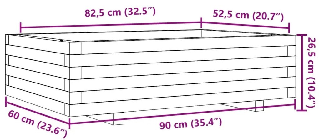 Ζαρντινιέρα Κήπου Λευκή 90x60x26,5 εκ. από Μασίφ Ξύλο Πεύκου - Λευκό