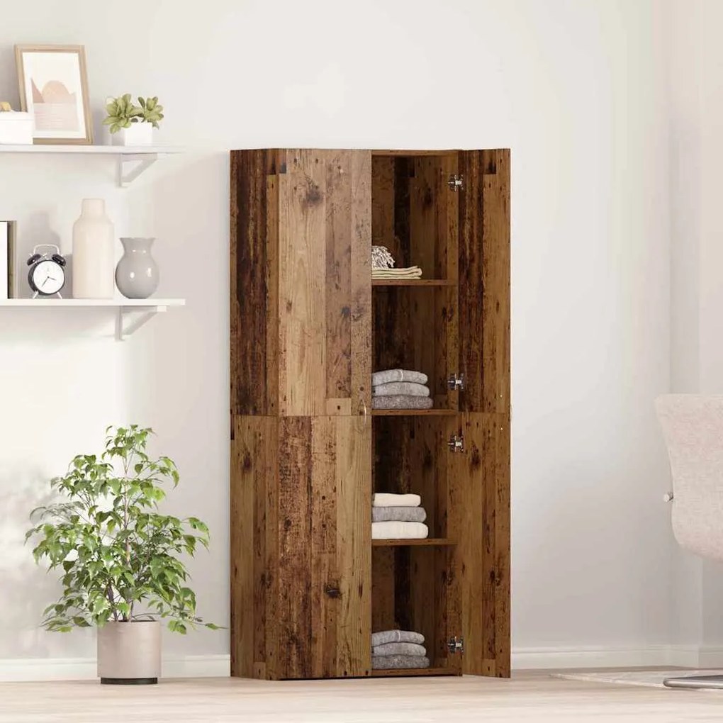 vidaXL Γραφείο Ντουλάπι με ράφι 2 pcs Παλαιό ξύλο 60 x 32 x 153