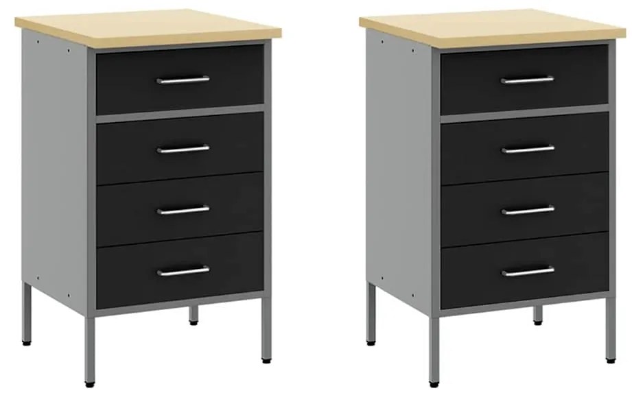 vidaXL Πάγκος εργασίας με συρτάρι 5 pcs Μαύρο 100 x 55 x 200 εκ Ατσάλι