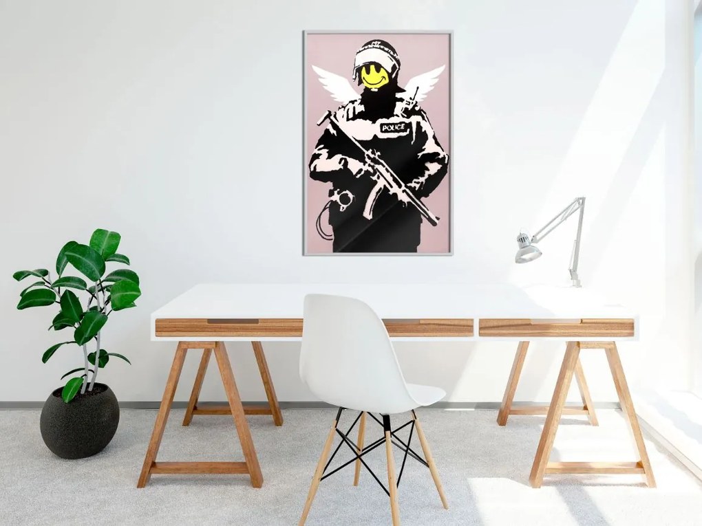 Αφίσα - Banksy: Flying Copper - 20x30 - Χρυσό - Χωρίς πασπαρτού