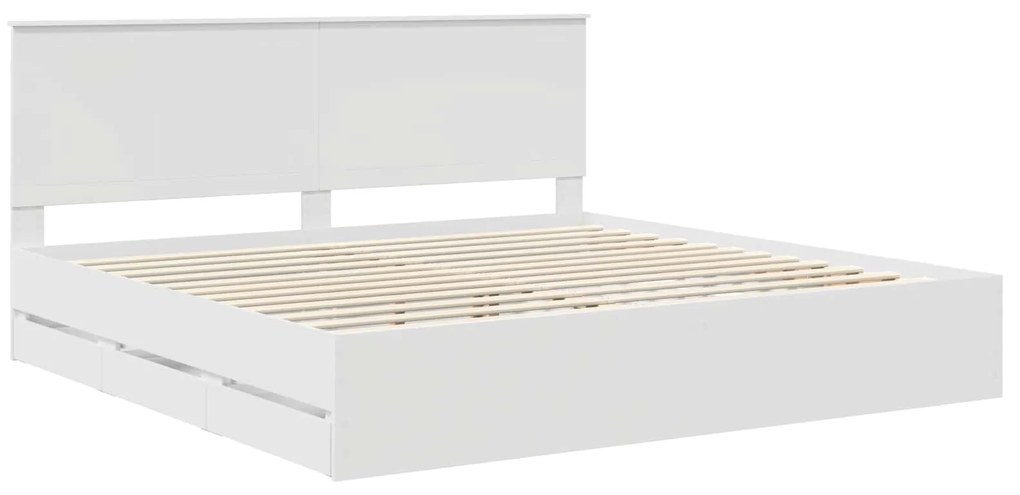 vidaXL Σκελετός Κρεβατιού Λευκό 200 x 200 cm Μηχανήματος Ξύλο