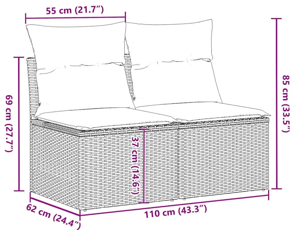 vidaXL Σετ Καναπέ Κήπου 2 τεμ Μπεζ Συνθετικό Ρατάν με Μαξιλάρια Ακακία