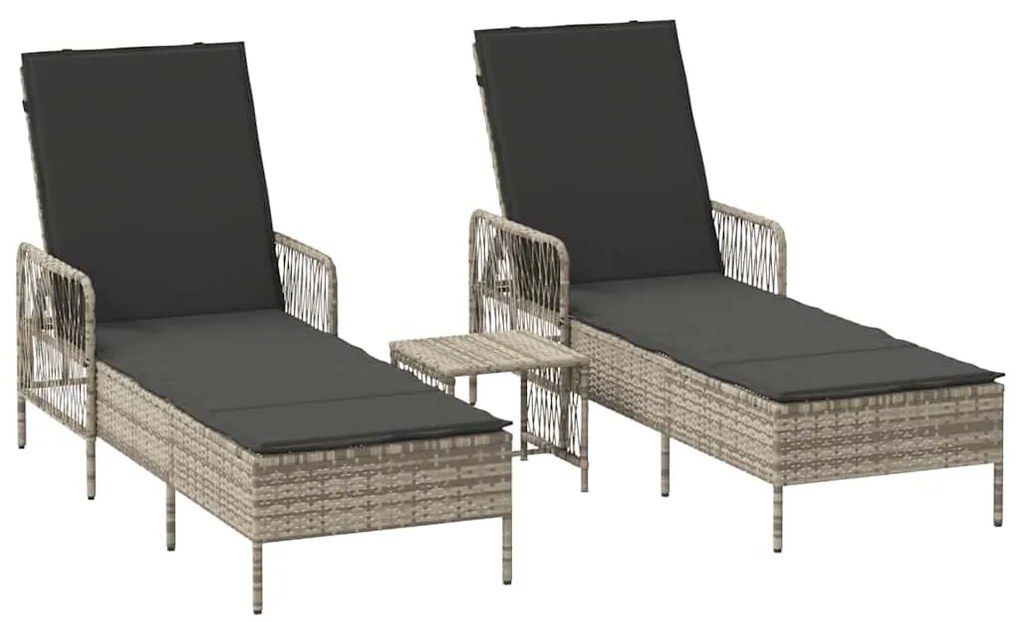 vidaXL Ξαπλώστρα 2 pcs Ανοιχτό γκρι 35 x 35 x 32 εκ. συνθετικό ρατάν