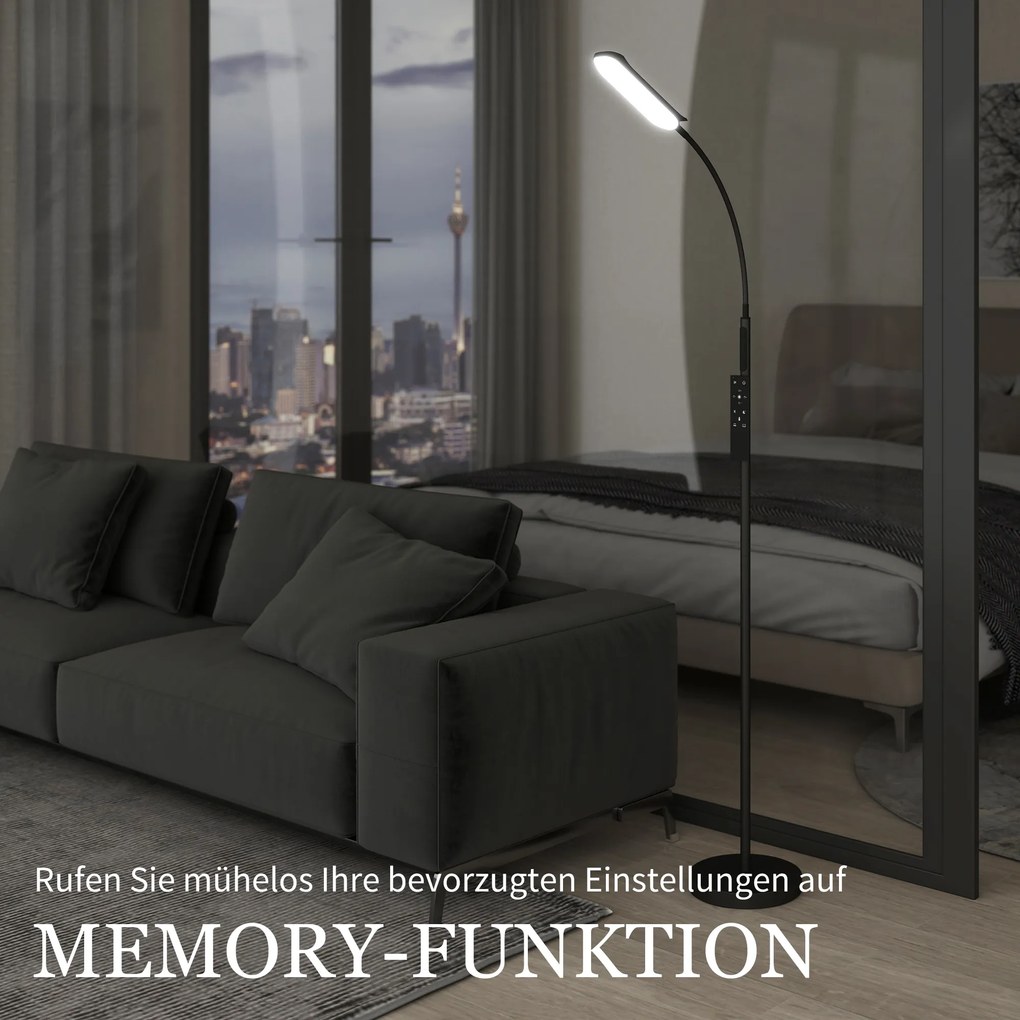Φωτιστικό δαπέδου LED, 5 λειτουργίες, λειτουργία μνήμης, ρυθμιζόμενη φωτεινότητα, ατσάλι, Μαύρο