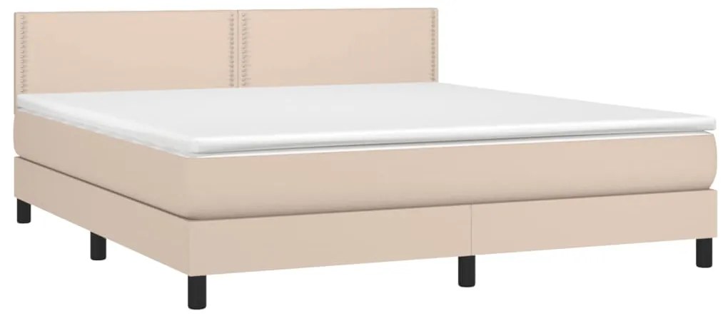 vidaXL Κρεβάτι Boxspring Στρώμα&amp;LED Καπουτσίνο 180x200 εκ. Συνθ. Δέρμα