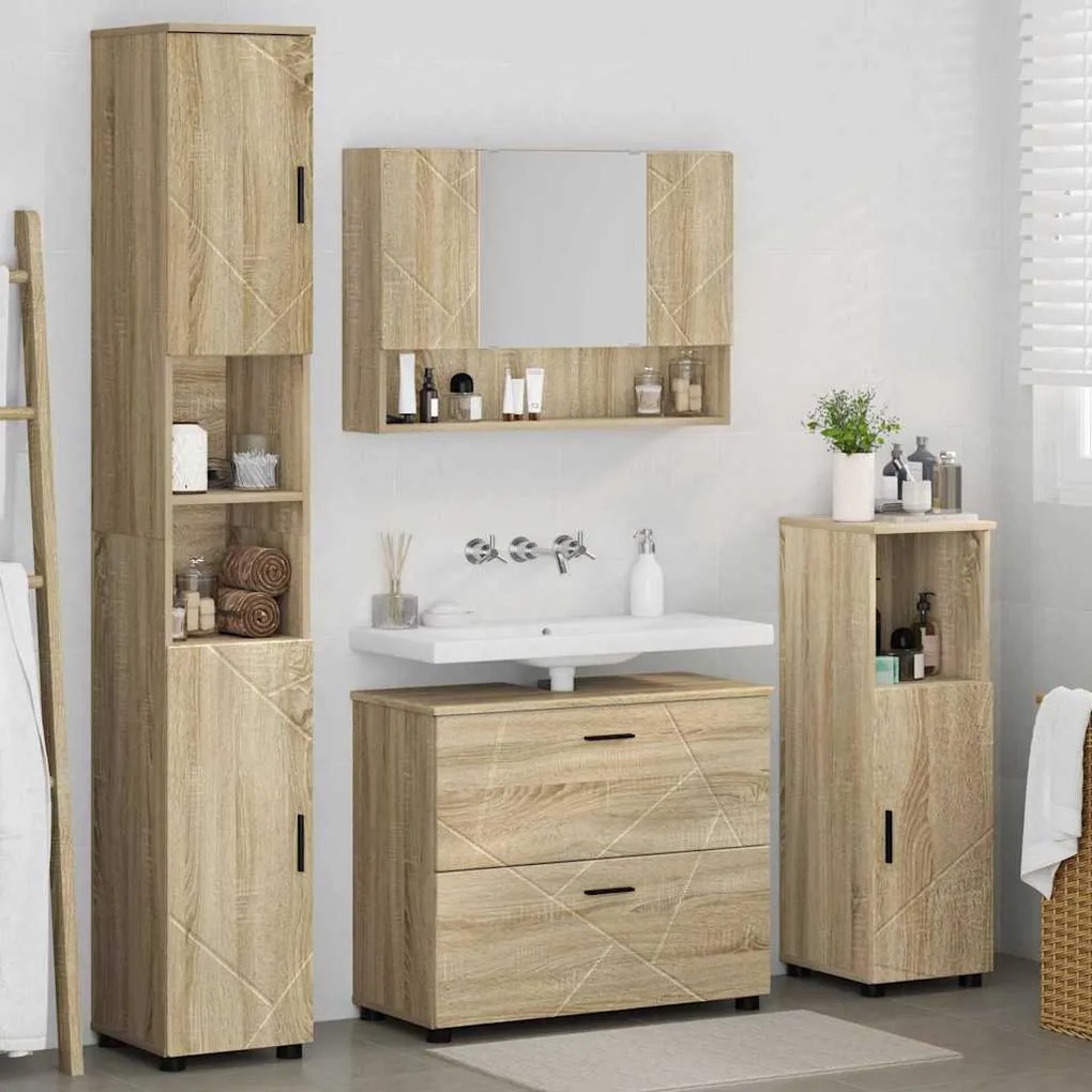 vidaXL Σετ Επίπλων Μπάνιου με ράφι 4 pcs Sonoma Δρυς 30 x 35 x 192 εκ.
