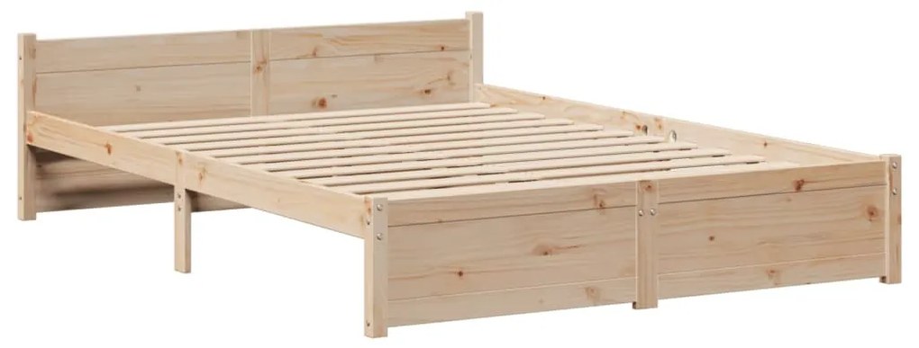 vidaXL Πλαίσιο Κρεβατιού με Κεφαλάρι 120 x 190 εκ. Μασίφ Ξύλο Πεύκου
