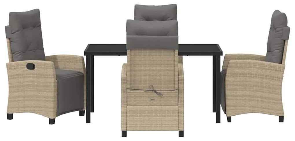 vidaXL Σέτ φαγητού για κήπο με μαξιλάρι 5 pcs Μπεζ συνθετικό ρατάν