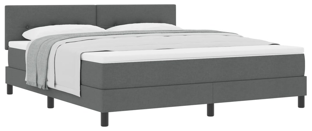 vidaXL Κρεβάτι Box Spring με Στρώμα Σκούρο Γκρι 180x200 εκ. Υφασμα
