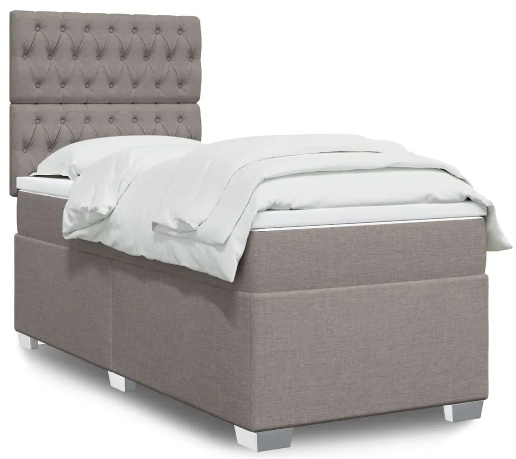 vidaXL Κρεβάτι Boxspring με Στρώμα Taupe 90x190 εκ.Υφασμάτινο