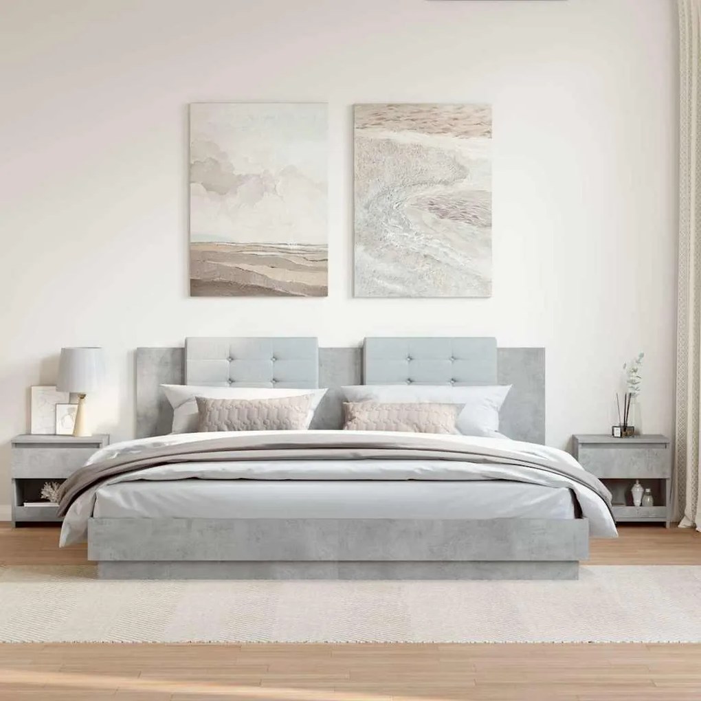 vidaXL Κομοδίνα 2 τεμ. Γκρι Σκυροδέματος 40 x 30 x 39 εκ. Επεξ. Ξύλο